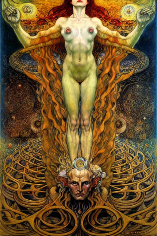 Image similar to Divine Chaos Engine by Karol Bak, Jean Delville, William Blake, Gustav Klimt, and Vincent Van Gogh, symbolist, visionary