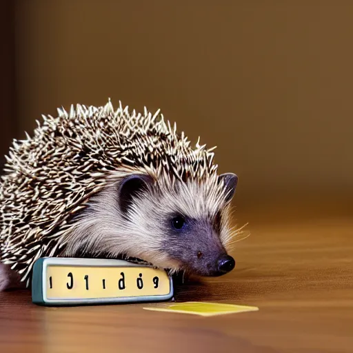 Image similar to a hedgehog using a calculator