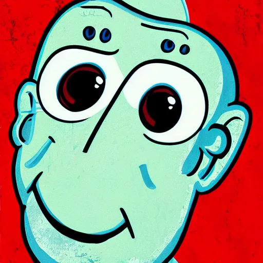 Image similar to handsome squidward portrait, realistic, pop art, vivid colors