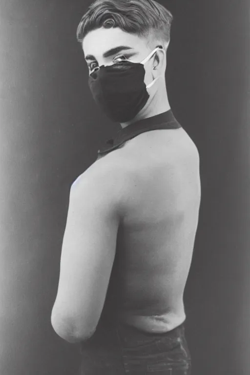 Image similar to studio photo of young man wearing black mask