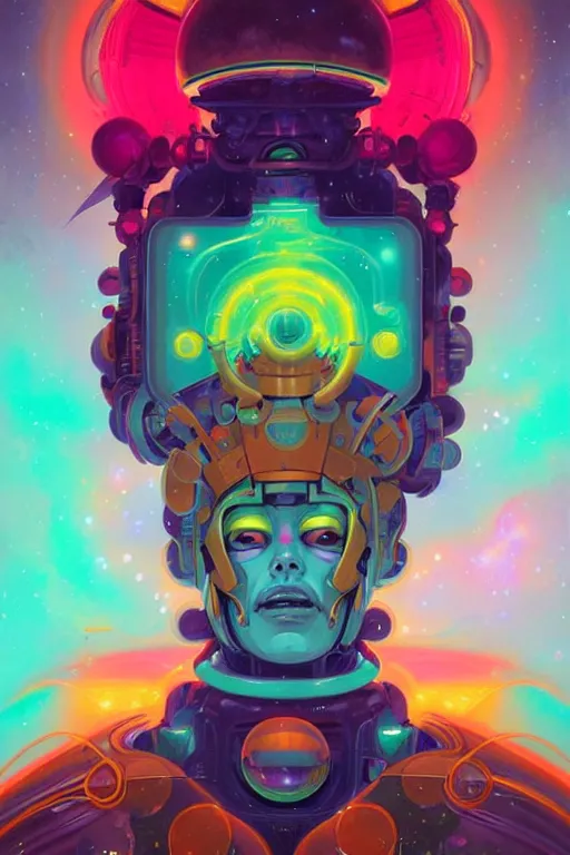 Prompt: Psychedelic Neon Japanese Portrait of Galactus by Peter Mohrbacher