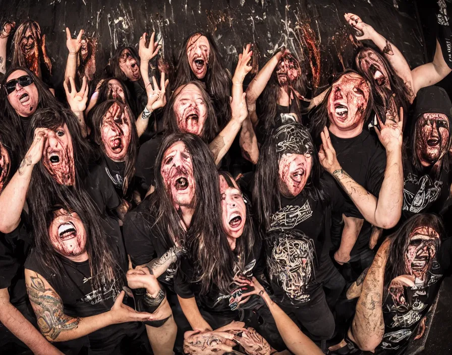 Image similar to photo of heavy metal listener having their face melted off by heavy metal music