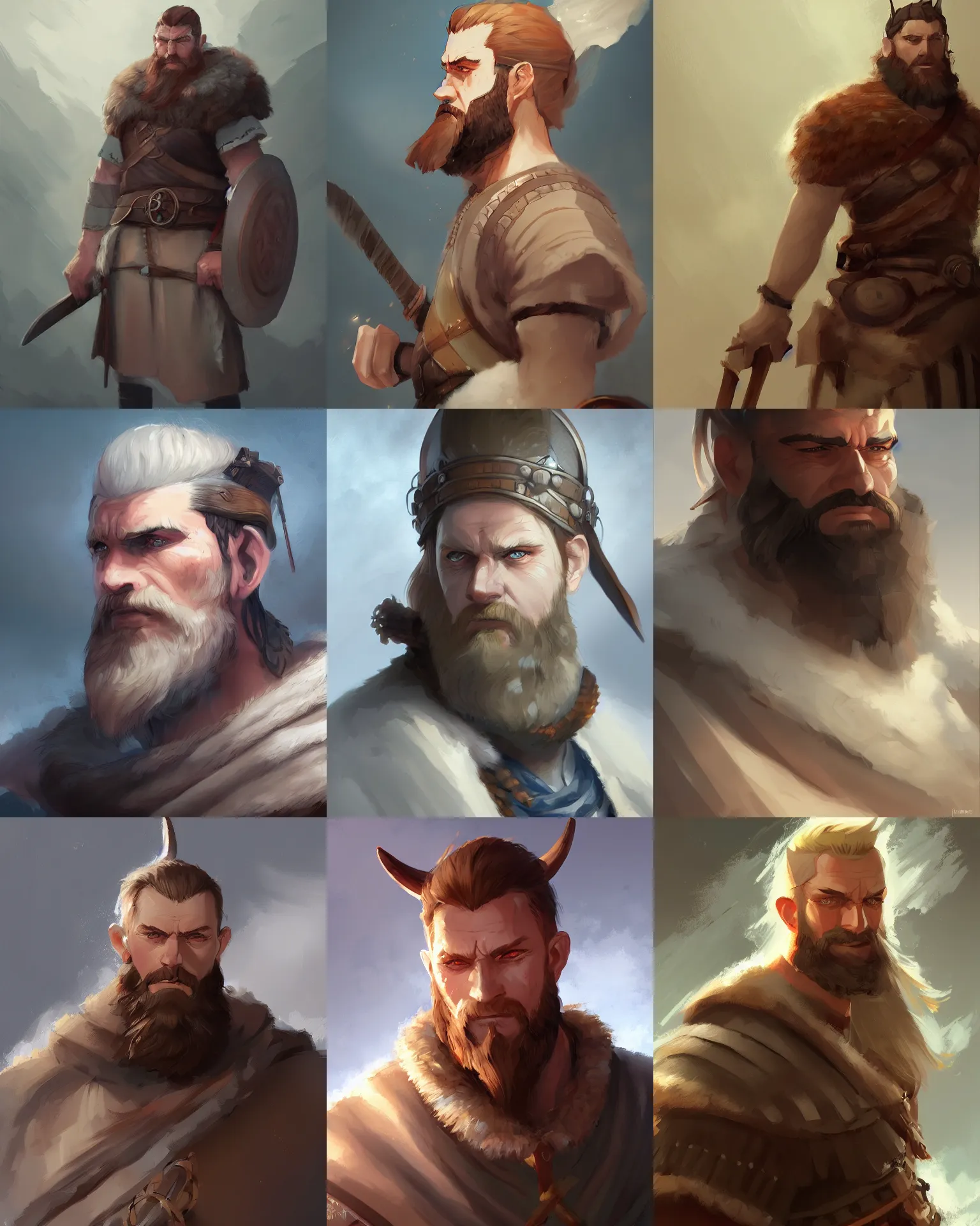 Prompt: An epic digital painting art of a portrait of a Viking in the style of Cushart Krenz, trending on ArtStation