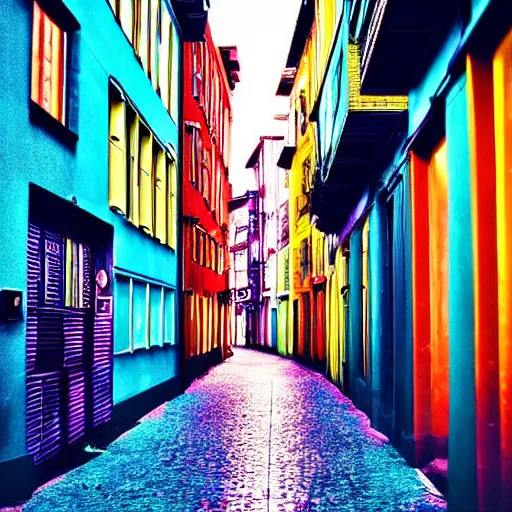 Image similar to photo of street city, disco colors