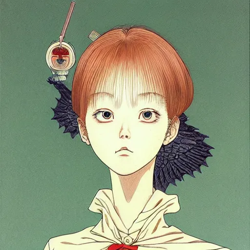 Image similar to prompt : portrait painted in miyazaki color style drawn by katsuhiro otomo and takato yamamoto, inspired by fables, china doll face, smooth face feature, intricate oil painting, high detail, sharp high detail, manga and anime 2 0 0 0