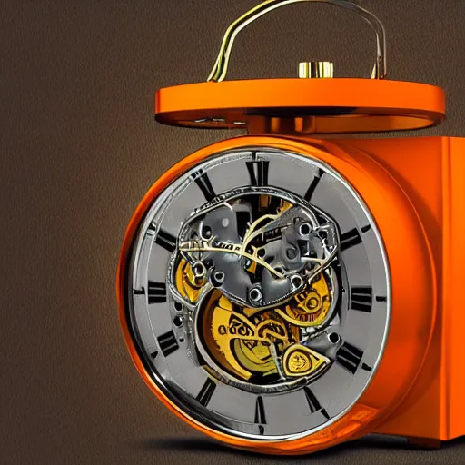 Prompt: orange with clockwork mechanisms inside of it, high definition, professional artwork, mood lighting
