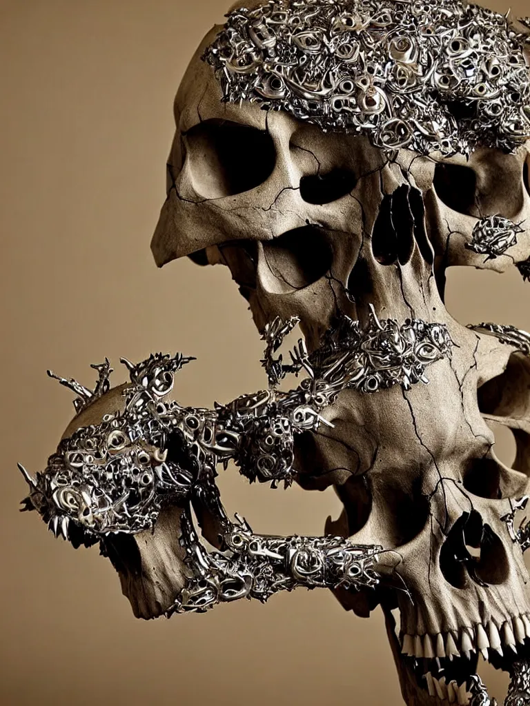 Image similar to animal skull made of rifles, ultra-realistic, intricate details photograph