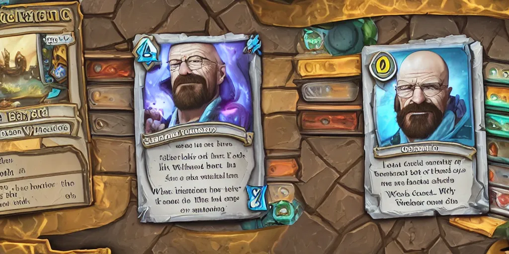 Image similar to walter white as a card in hearthstone
