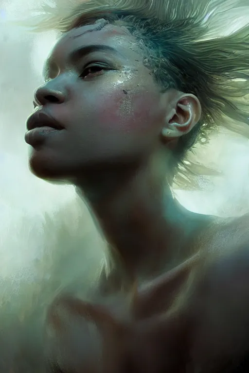 Image similar to full body beautiful mulatto caught by a predatory plant venus flycatcher, gorgeous, close-up portrait, intricate, elegant, volumetric lighting, scenery, digital painting, highly detailed, artstation, sharp focus, illustration, concept art, ruan jia, steve mccurry