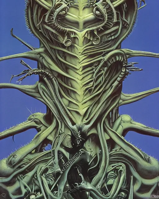 Prompt: evangelion by hr giger, by roger dean, by julie bell, 4 k, hyper detailed