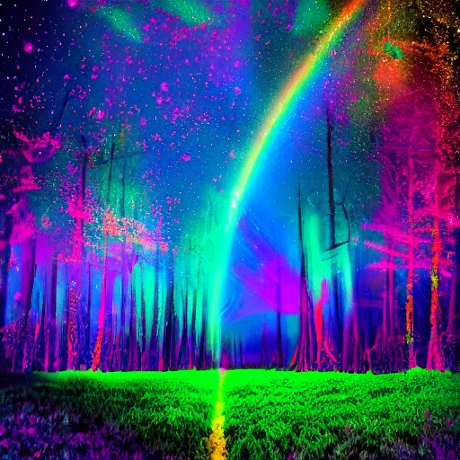 Image similar to rainbow cosmic forest