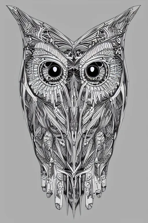 Image similar to a white bone owl, symmetrical, highly detailed, digital art, sharp focus, skeleton, trending on art station