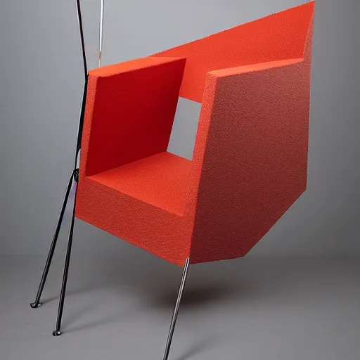 Prompt: blocks, angular by bill ward jade sculpture. a kinetic sculpture of a metal chair with a seatbelt attached to it. the chair is placed in the center of a room & the seatbelt is used to strap a person into the chair. the person is then unable to move & at the mercy of the chair.