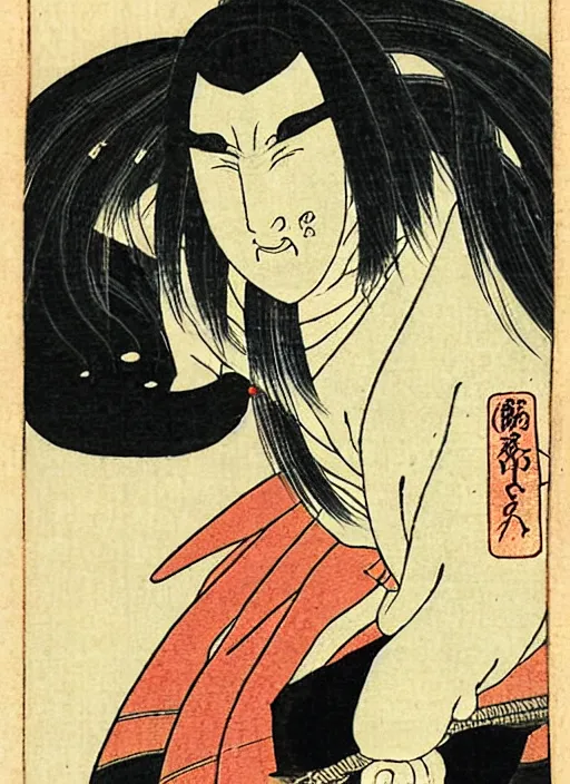 Image similar to trent reznor as a yokai illustrated by kawanabe kyosai and toriyama sekien