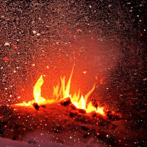 Prompt: snow on fire