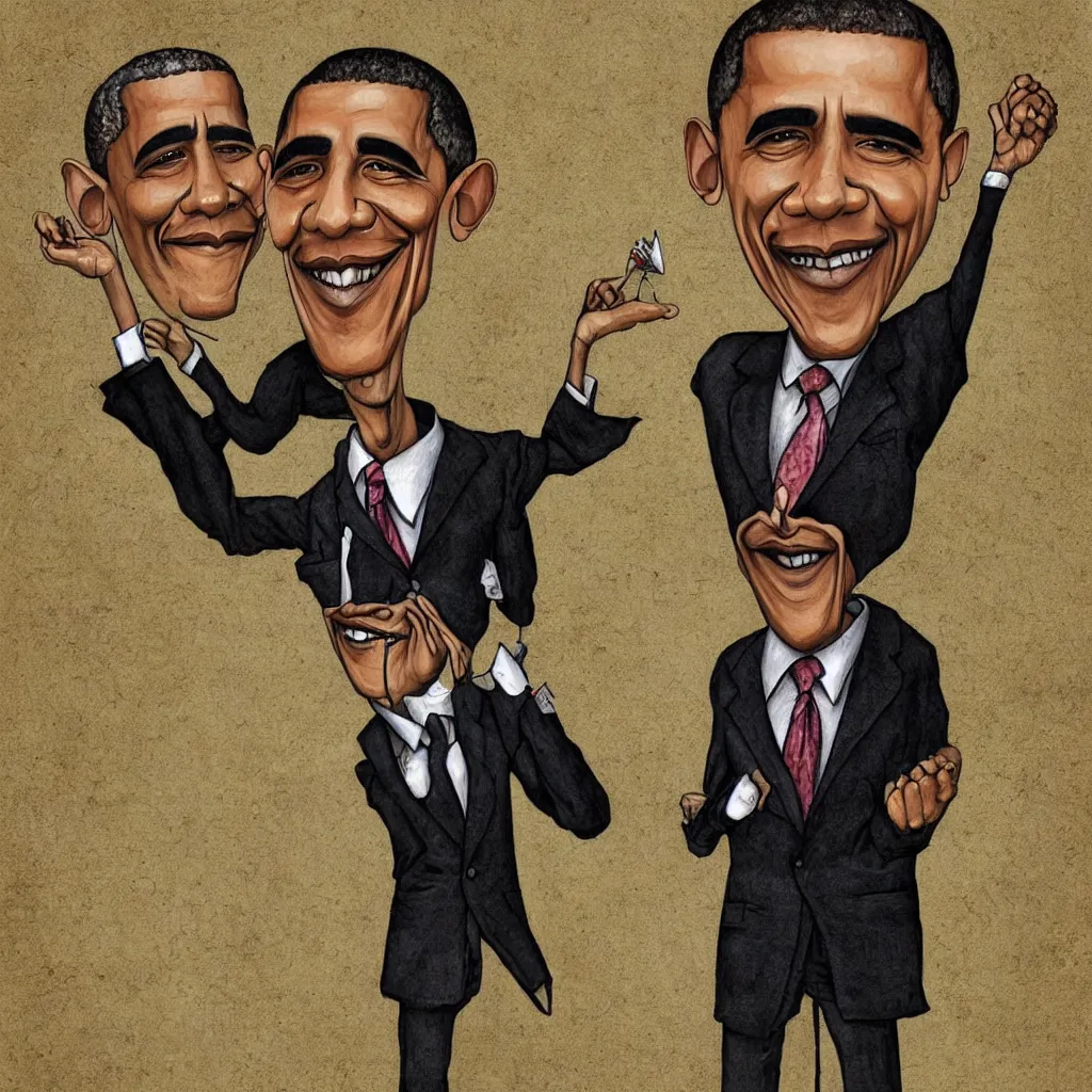 Image similar to a caricature of obama by alexander jansson