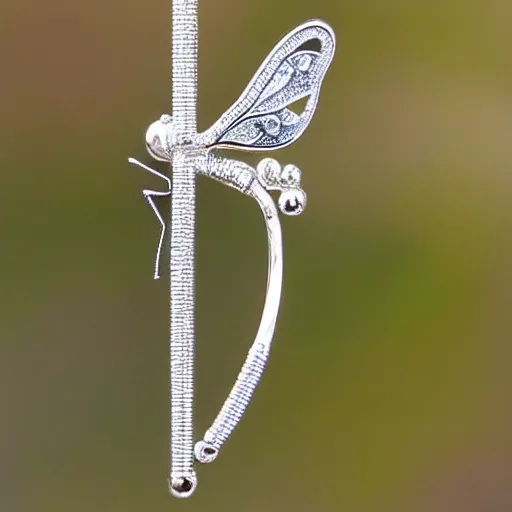 Prompt: metamorphosis - jewelry silver amber dragonfly