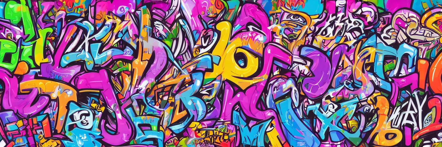 Image similar to graffiti letters, graffiti writing, graffiti, graffiti characters, highly detailed, digital painting, artstation, concept art, sharp focus, illustration, by lisa frank