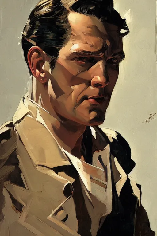 Image similar to jay bauman painting by jc leyendecker!! phil hale!, angular, brush strokes, painterly, vintage, crisp