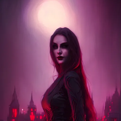 Image similar to the queen of vampires, matte fantasy painting, detailed portrait, cinematic lighting, deviantart artstation by brom, by greg rutkowski, by alena aenami, rendered in octane, bokeh