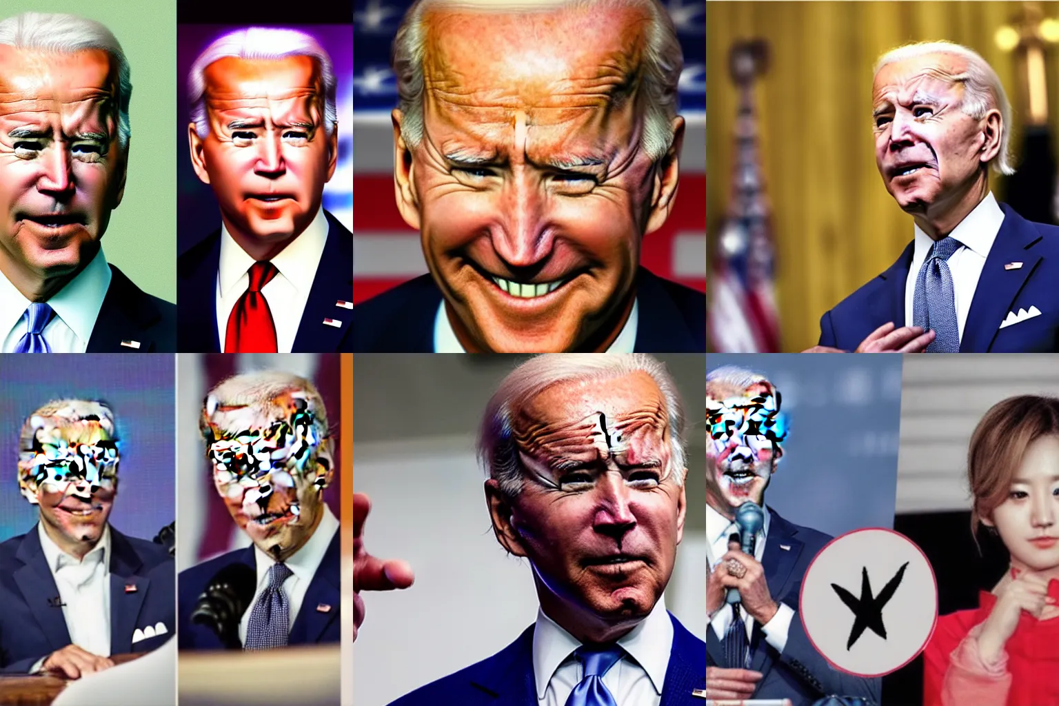 Prompt: ( ( joe biden ) ) with kpop hair photograph