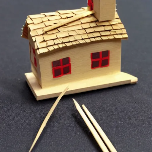 Image similar to an house make from tooth pick