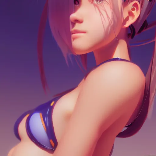 Prompt: portrait ofa pretty anime girl in a bikini au naturel, hyper detailed, digital art, trending in artstation, cinematic lighting, studio quality, smooth render, unreal engine 5 rendered, octane rendered, art style by klimt and nixeu and ian sprigger and wlop and krenz cushart.