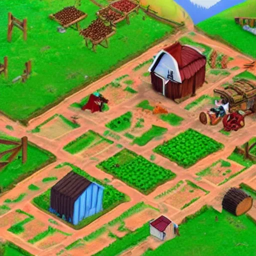 Prompt: a farmville farm