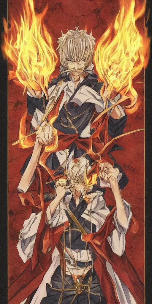 Prompt: powerful anime judge with a magic gavel on fire, in a court room with a justice scale on his desk, drawn by a famous anime artist, high quality, fine lines, amazing detail. colored, intricate ink painting detail the justice tarot card