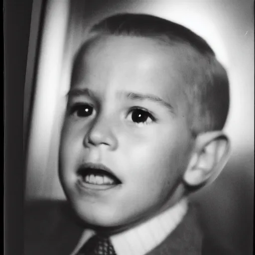 Prompt: a face portrait of joe biden at 6 years old. photography.