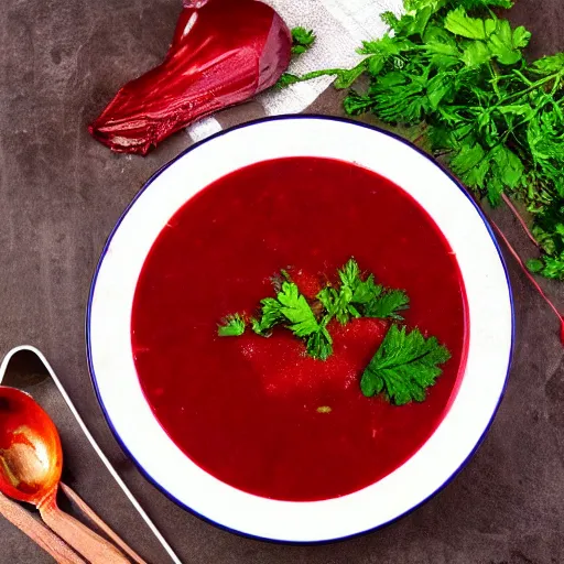 Prompt: a bowl of borscht soup that is a portal to another dimension, 8 k, high definition, highly detailed, photo - realistic