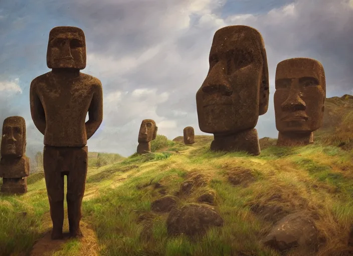 Gigachad as an Easter Island head, trending on, Stable Diffusion