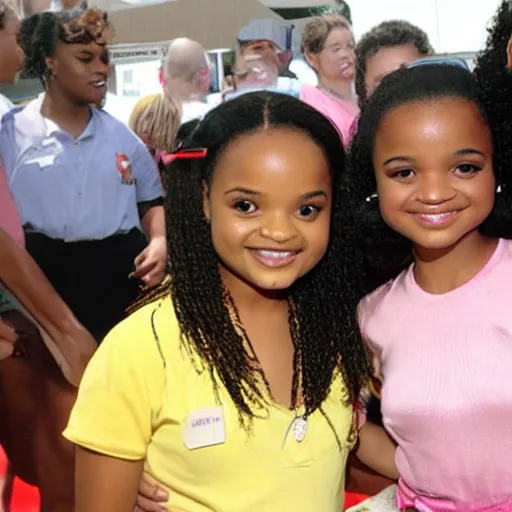 Prompt: a little girl meeting kyla pratt in 2 0 0 1