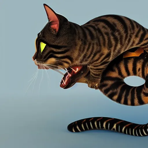 Image similar to a fusion of a cat and a snake, hyperdetailed, artstation, cgsociety, 8 k