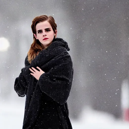 Image similar to emma watson reaching for blanket in cold siberian winter