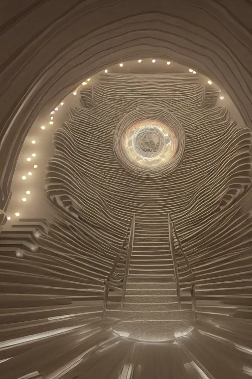 Prompt: a crystal and opal staircase in the cathedral of light, light sweep, glowing, stencil volume shadows, lighting rendered in unreal engine 5 and cinema 4 k