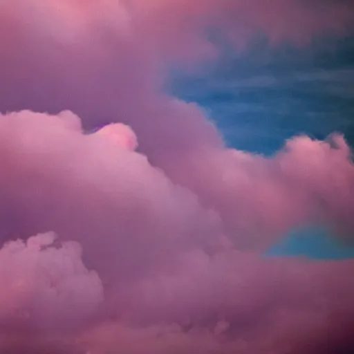 Prompt: a pink and cyan fluffy cloud. melanchonic.