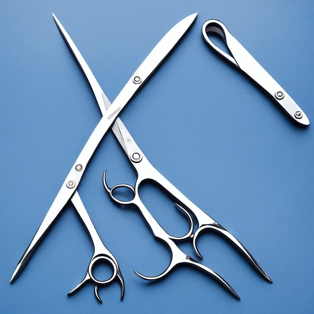Image similar to a blueprint of a pair of futuristic scissors