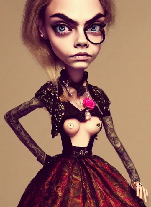 Image similar to cara delevingne as a mark ryden doll, detailed digital art, trending on Artstation