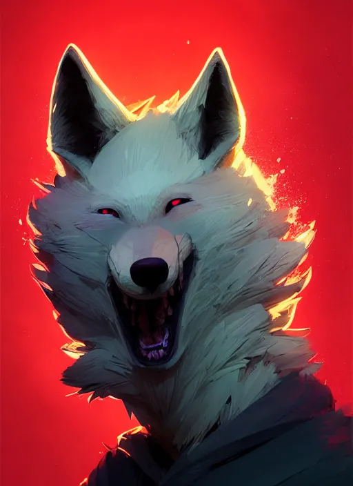 Image similar to beautiful headshot portrait of a black male anthropomorphic wolf fursona long red hair. character design by cory loftis, fenghua zhong, ryohei hase, ismail inceoglu and ruan jia. artstation, volumetric light, highly detailed, photorealistic, fantasy, rendered in octane