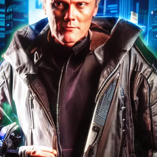 Image similar to Anthony Head as Cyberpunk Uther