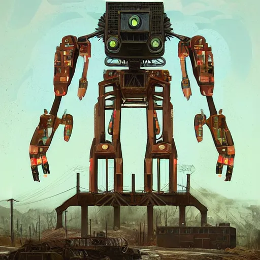 Image similar to giant scary quadrupedal mining machine, four legs, highly detailed body, industrial, in the style of simon stalenhag