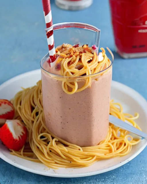 Prompt: a spaghetti milkshake, cookbook photo