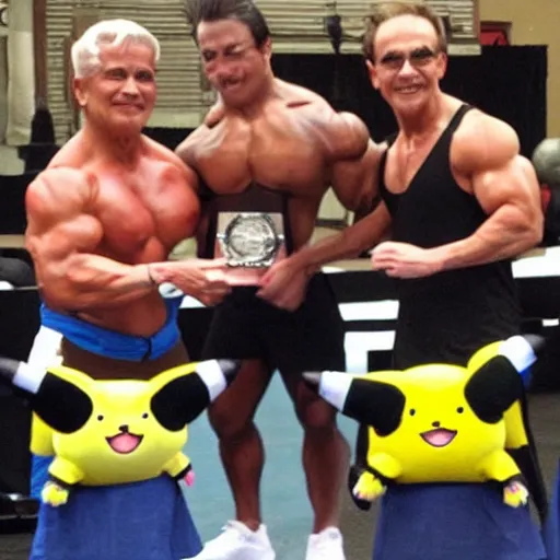 Image similar to Pikachu wins a bodybuilding contest