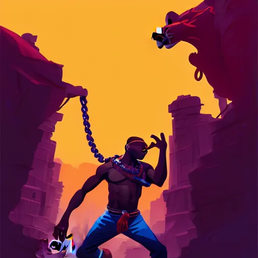 Prompt: fela kuti posing with a chained hyena, vector minimalist, loftis, cory behance hd by jesper ejsing, by rhads, makoto shinkai and lois van baarle, ilya kuvshinov, rossdraws global illumination, 4 k, detailed face