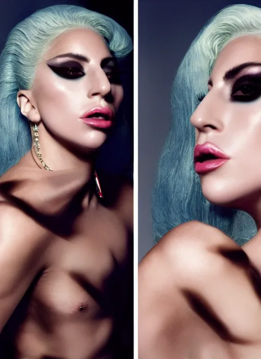 Image similar to lady gaga photoshoot by nick knight editorial studio lighting Highly realistic. High resolution. Highly detailed. Dramatic. 8k.4k.