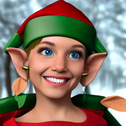 Image similar to photorealistic, beautiful smiling elf girl