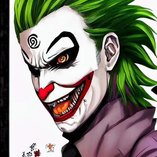 Image similar to Joker looks like Naruto, Joker as Naruto, high quality art, artbreeder, artstation