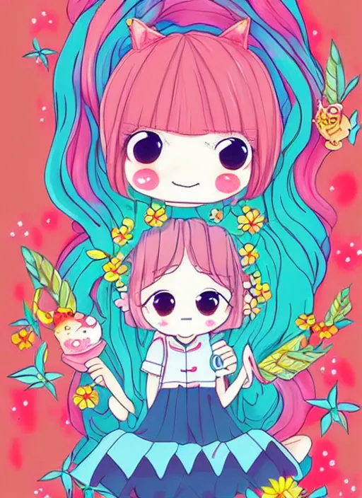 Image similar to cute kawaii artwork