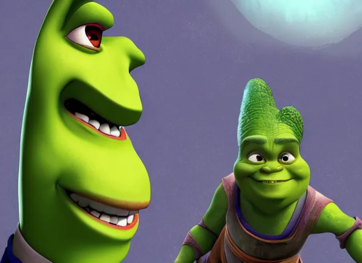 Prompt: Fusion Between Shrek and Megamind, 4k, Concept Art, Dreamworks Style